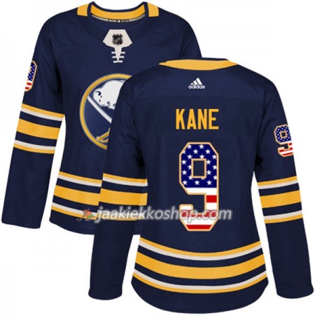 Nainen NHL Buffalo Sabres Pelipaita Evander Kane 9 Adidas 2017-2018 Marine Sininen USA Flag Fashion Authentic
